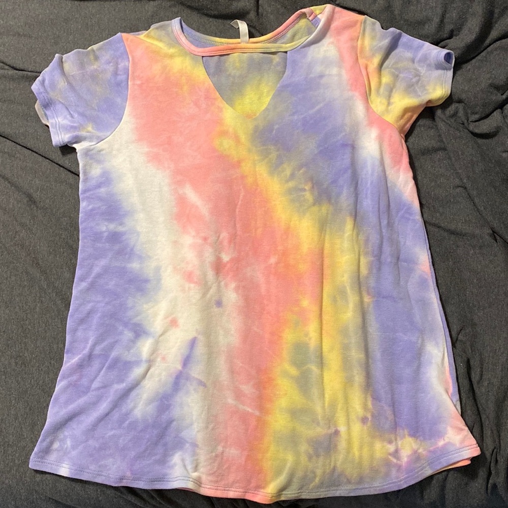 Tie Dye Cut-out Top, L